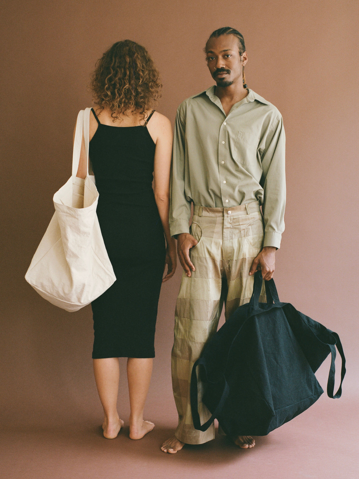 LARGE Box Totes in Natural (left) & Onyx (right)